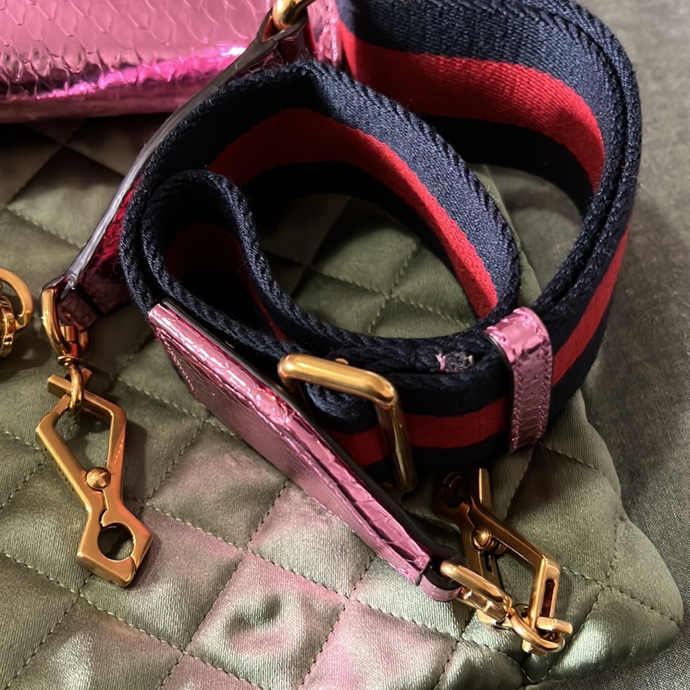 NWT Pink Shiny Gucci Horsebit ‘55 Anaconda Bag Comes with EVERYTHING - Picture 4 of 16